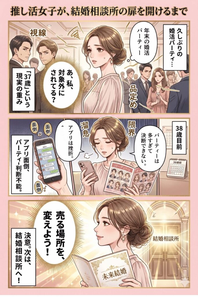 結婚相談所入会するまでのマンガ図解