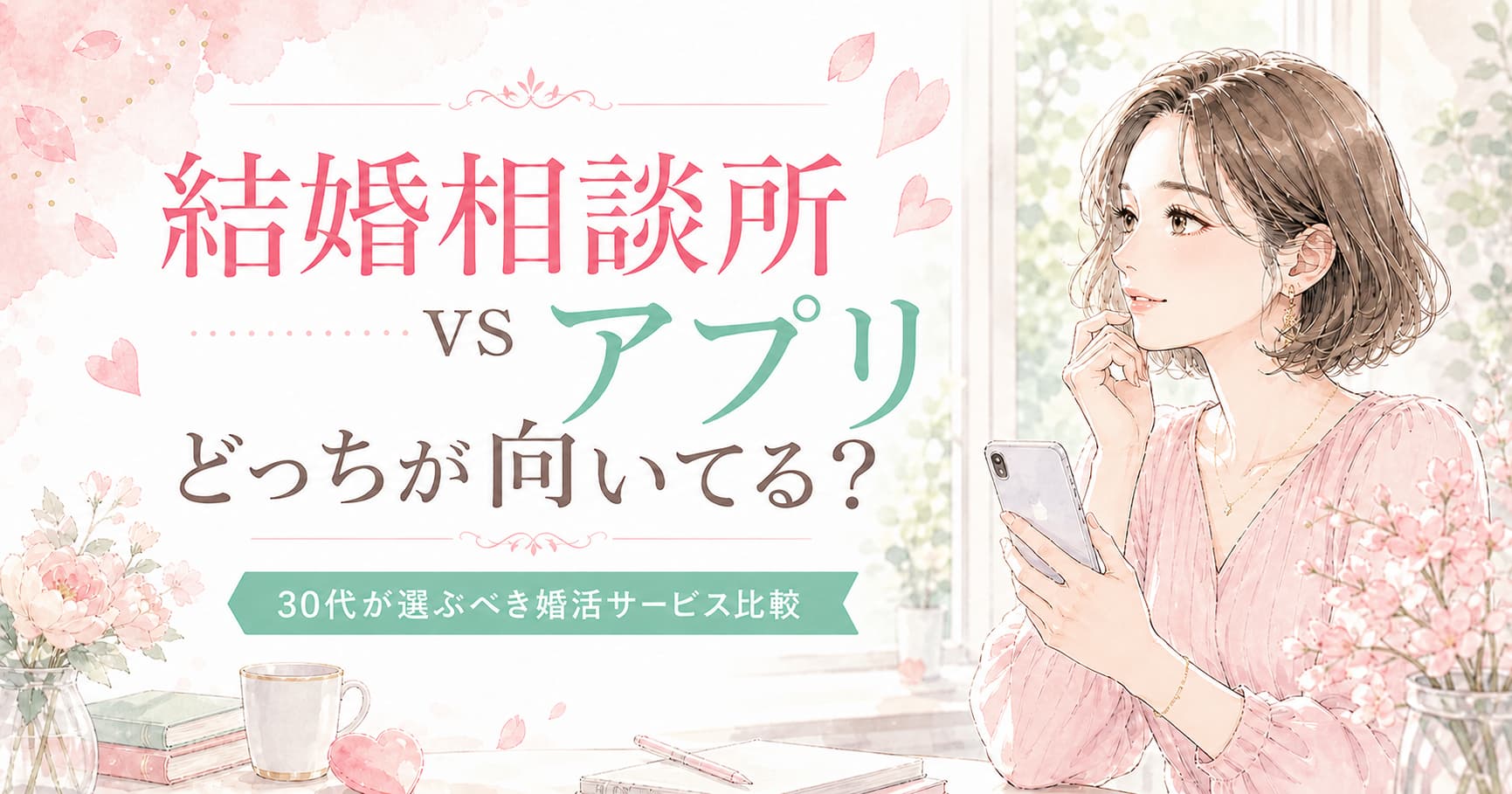 結婚相談所とマッチングアプリを30代向けに比較した記事のアイキャッチ画像