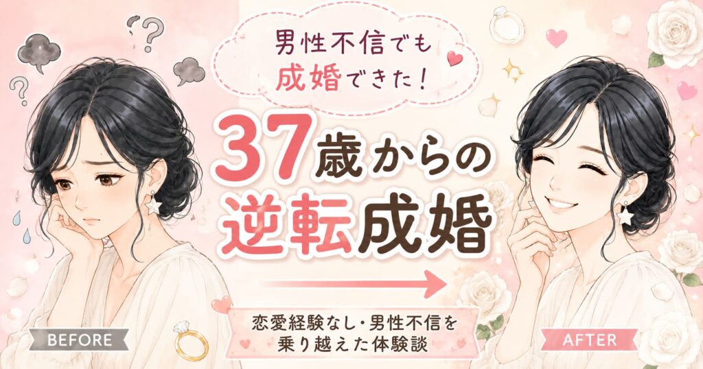 　恋愛経験がなかった・男性不信だった私が結婚相談所で成婚できた体験談記事のアイキャッチ画像
