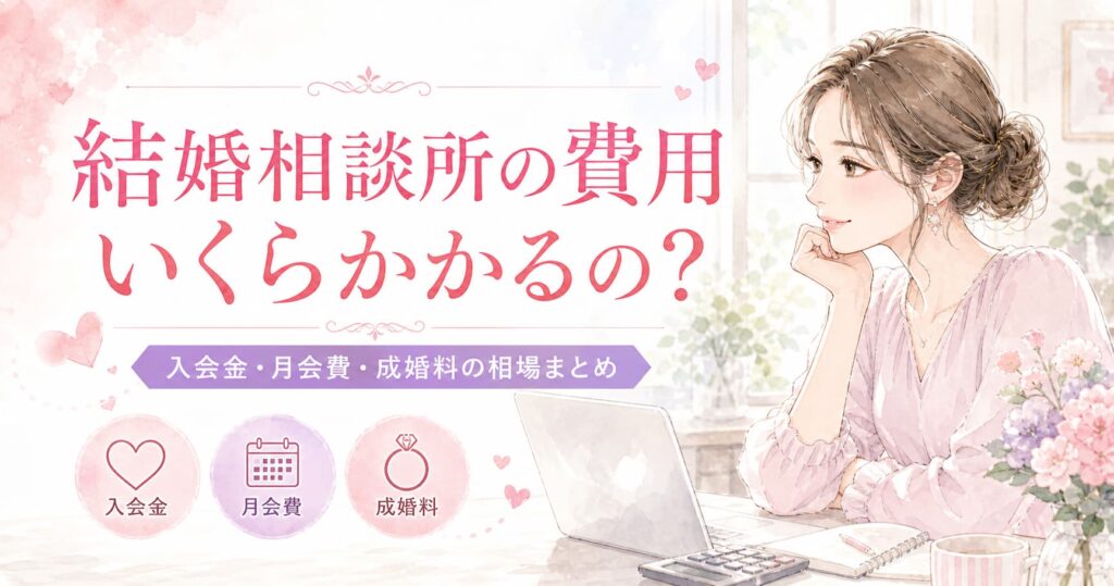 結婚相談所の費用・入会金・月会費・成婚料の相場を解説する記事のアイキャッチ画像