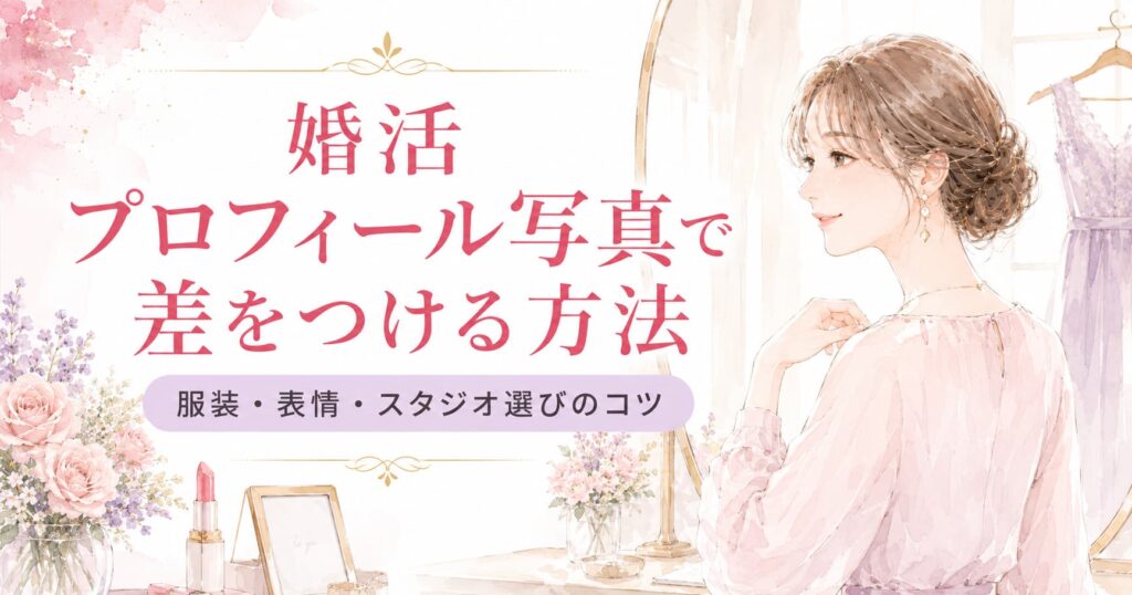 結婚相談所のプロフィール写真で差をつける服装・撮り方のコツを解説した記事のアイキャッチ画像