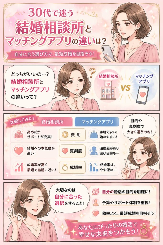 結婚相談所とマッチングアプリを30代向けに比較