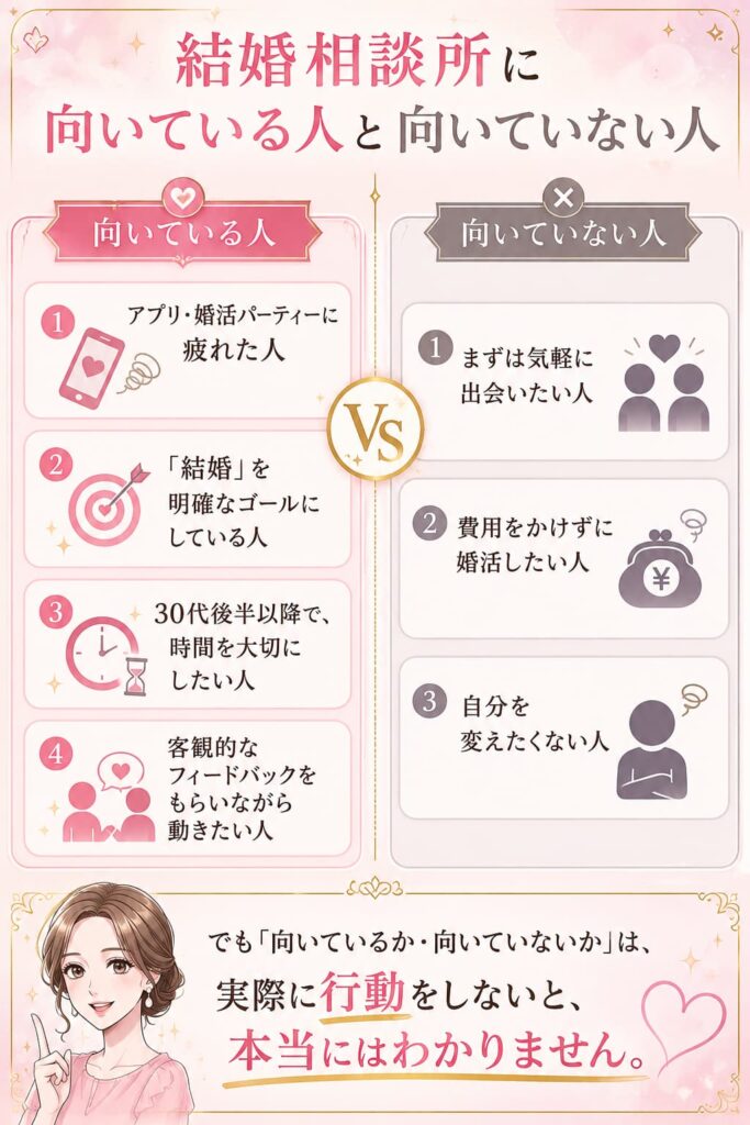 結婚相談所に向いている人と向いていない人の図解